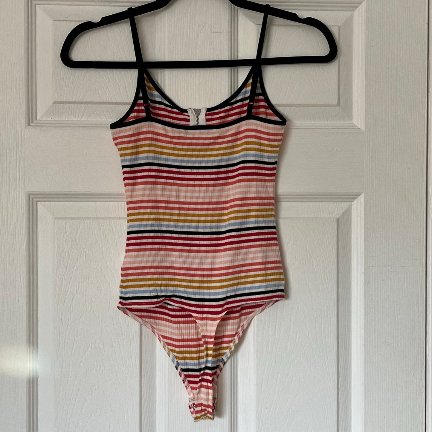 Express One Eleven Striped Ribbed Bodysuit - Size S