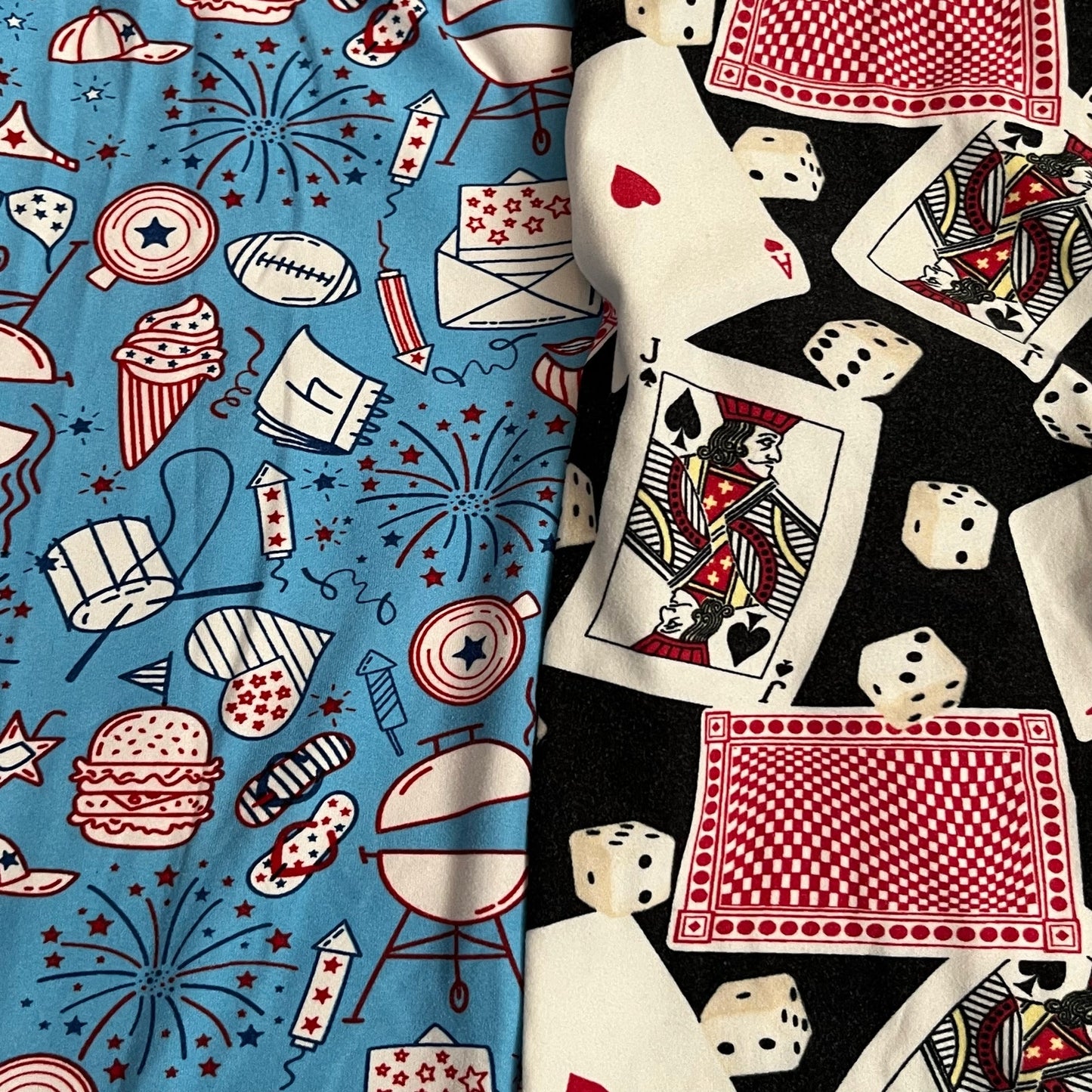 Lularoe Leggings x2 / Fourth of July + Cards & Dice