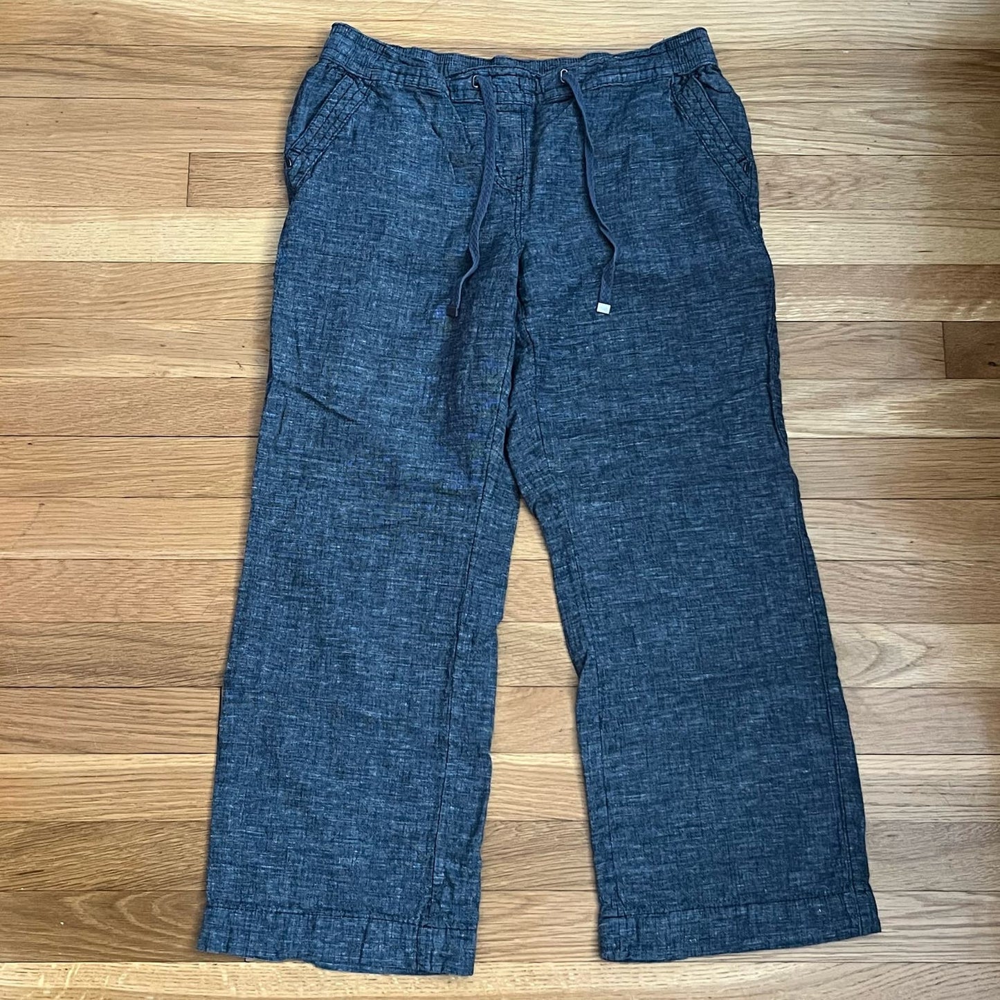 George Linen Blend Cropped Drawstring Pants - Size 12 (UK)
