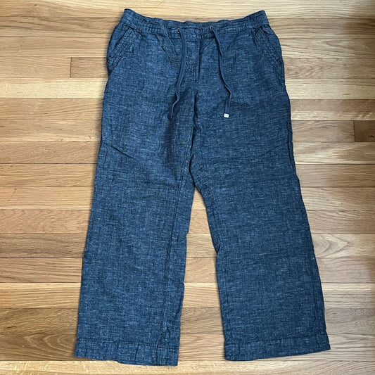 George Linen Blend Cropped Drawstring Pants - Size 12 (UK)