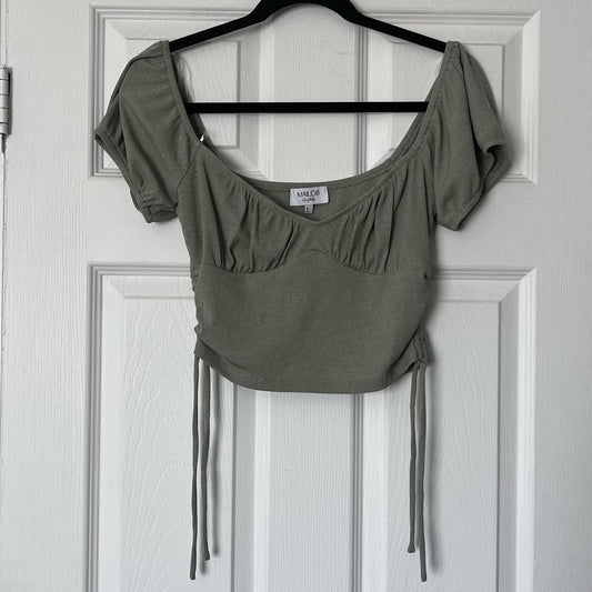Mailob Side-Ruched Off-Shoulder Bodice Crop Top - Size L