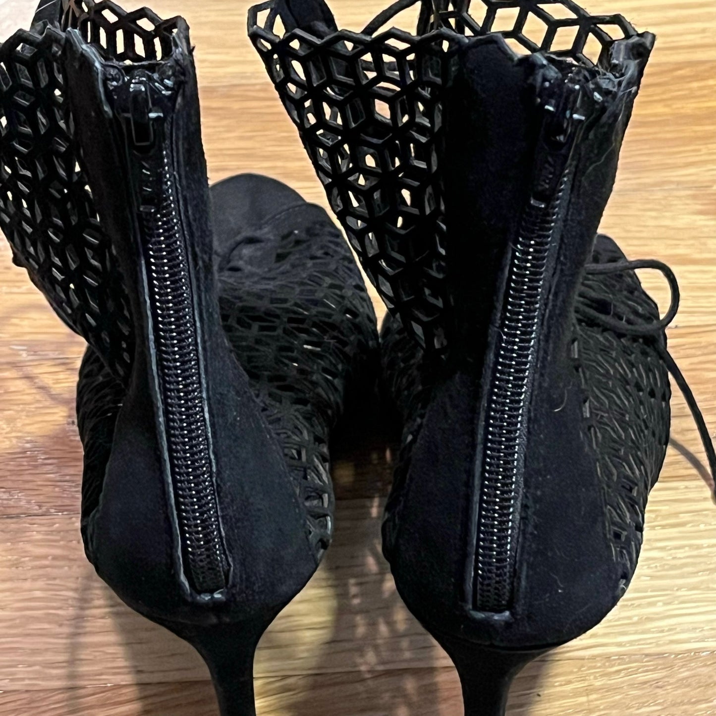 Zara Basic Laser Cut Peep-Toe Lace-Up Heels - Size 40