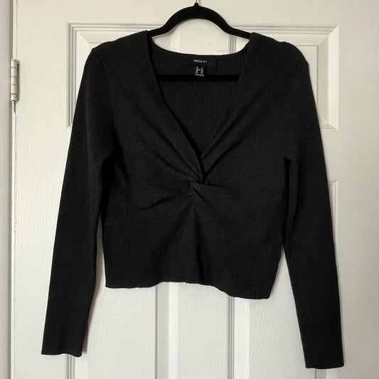 Forever 21 Ribbed Twist-Front Sweater - Size XL