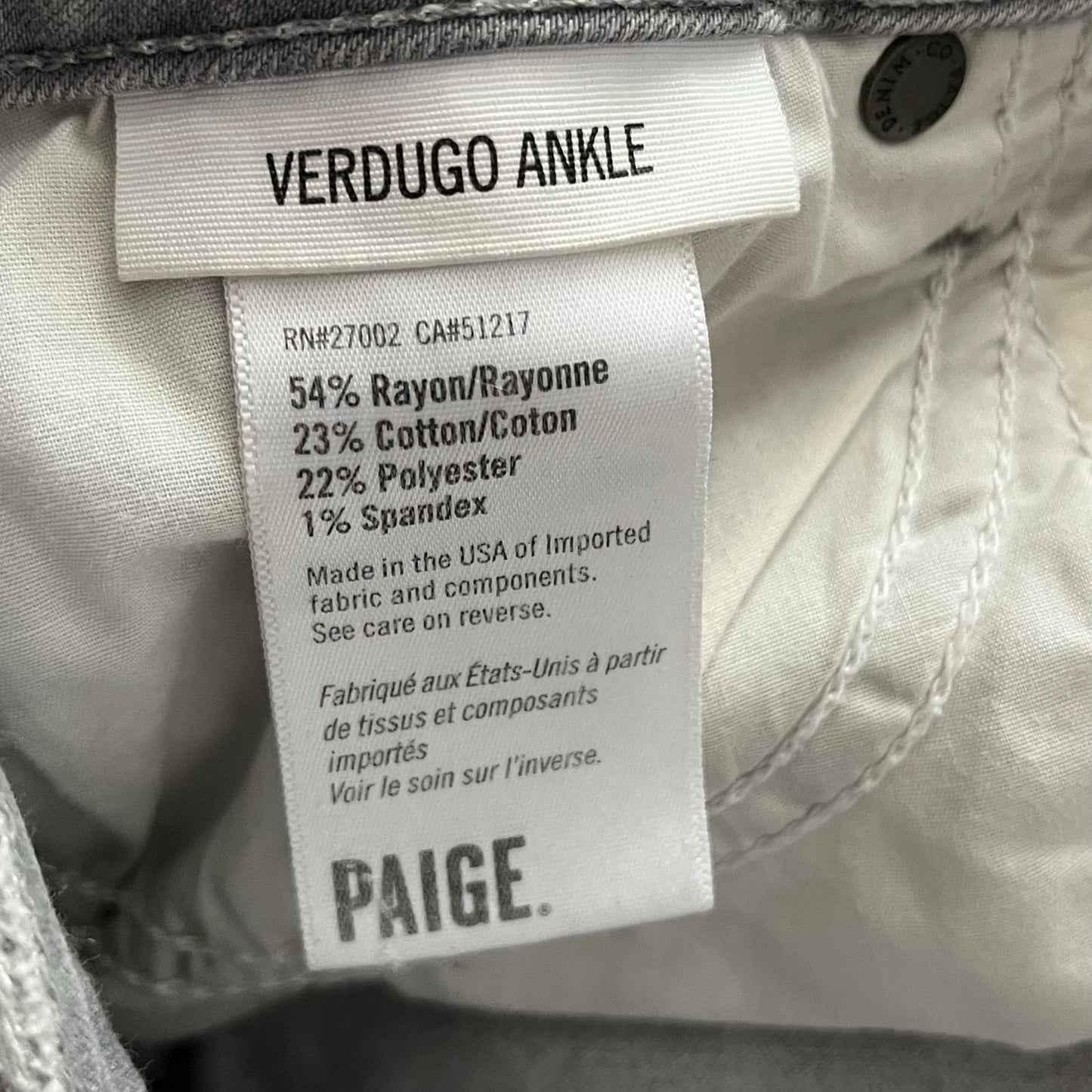 Paige Verdugo Ankle Distressed Jeans - Size 23