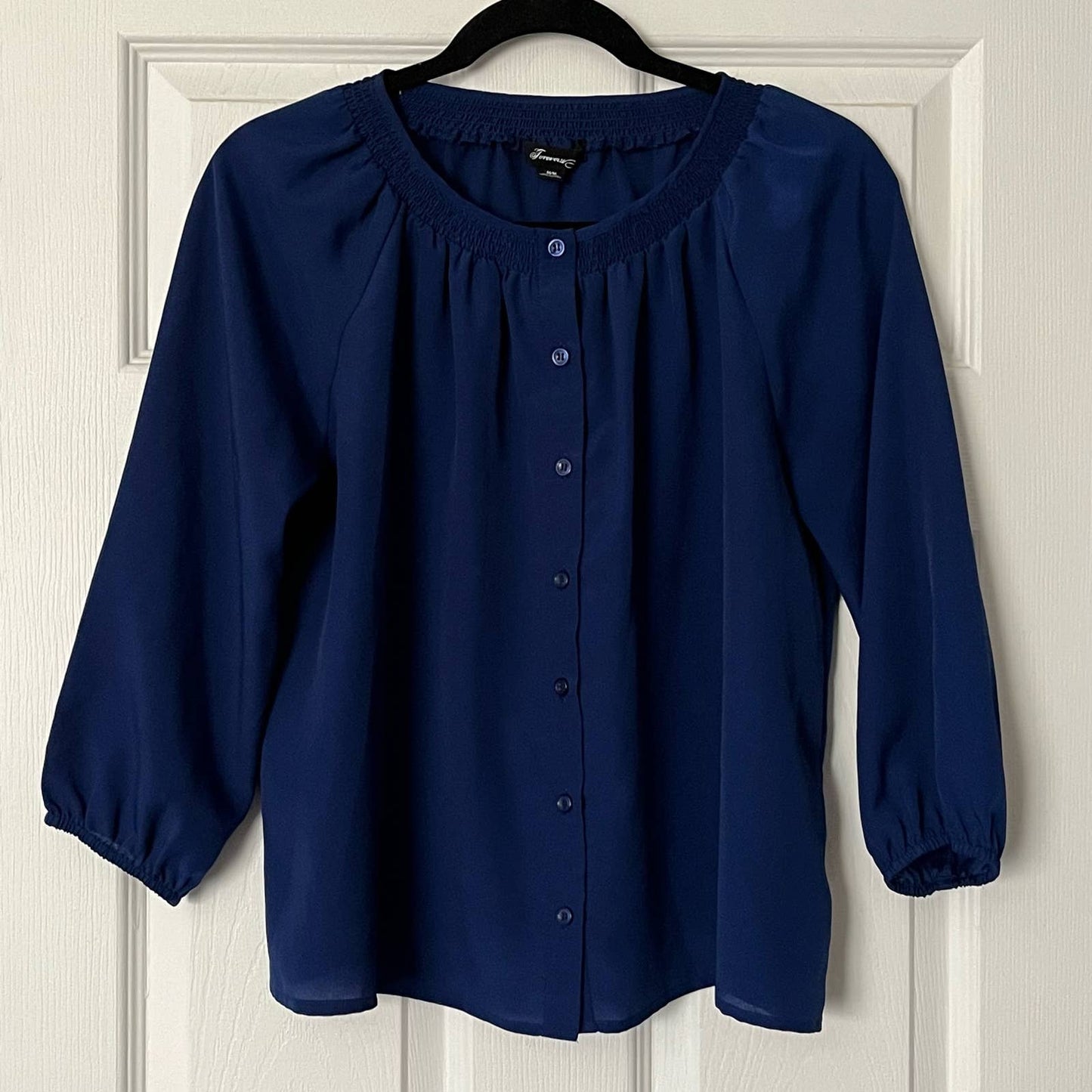 Forever 21 Smocked-Neck Blouse - Size M