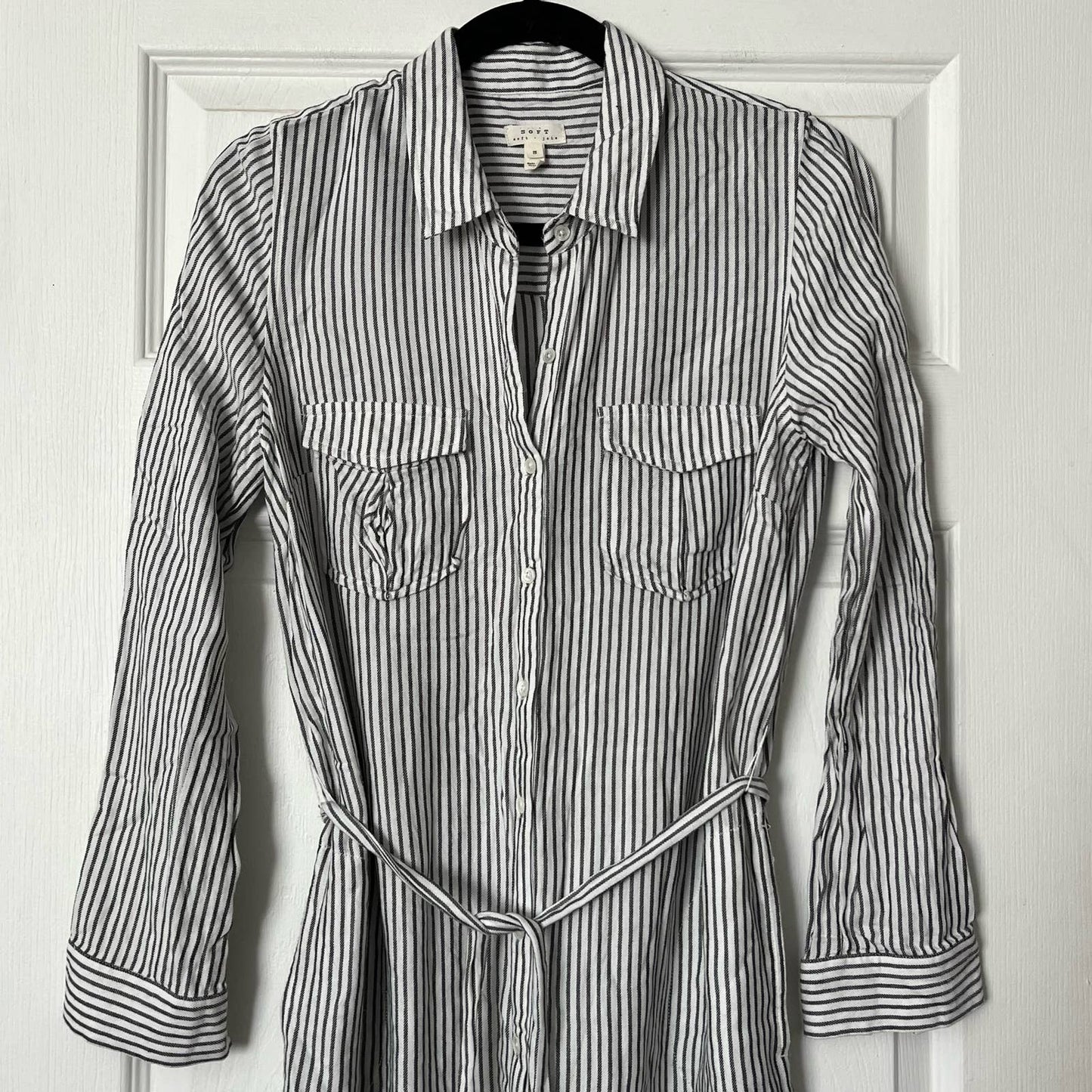 Soft Pinstripe Shirt Dress - Size S