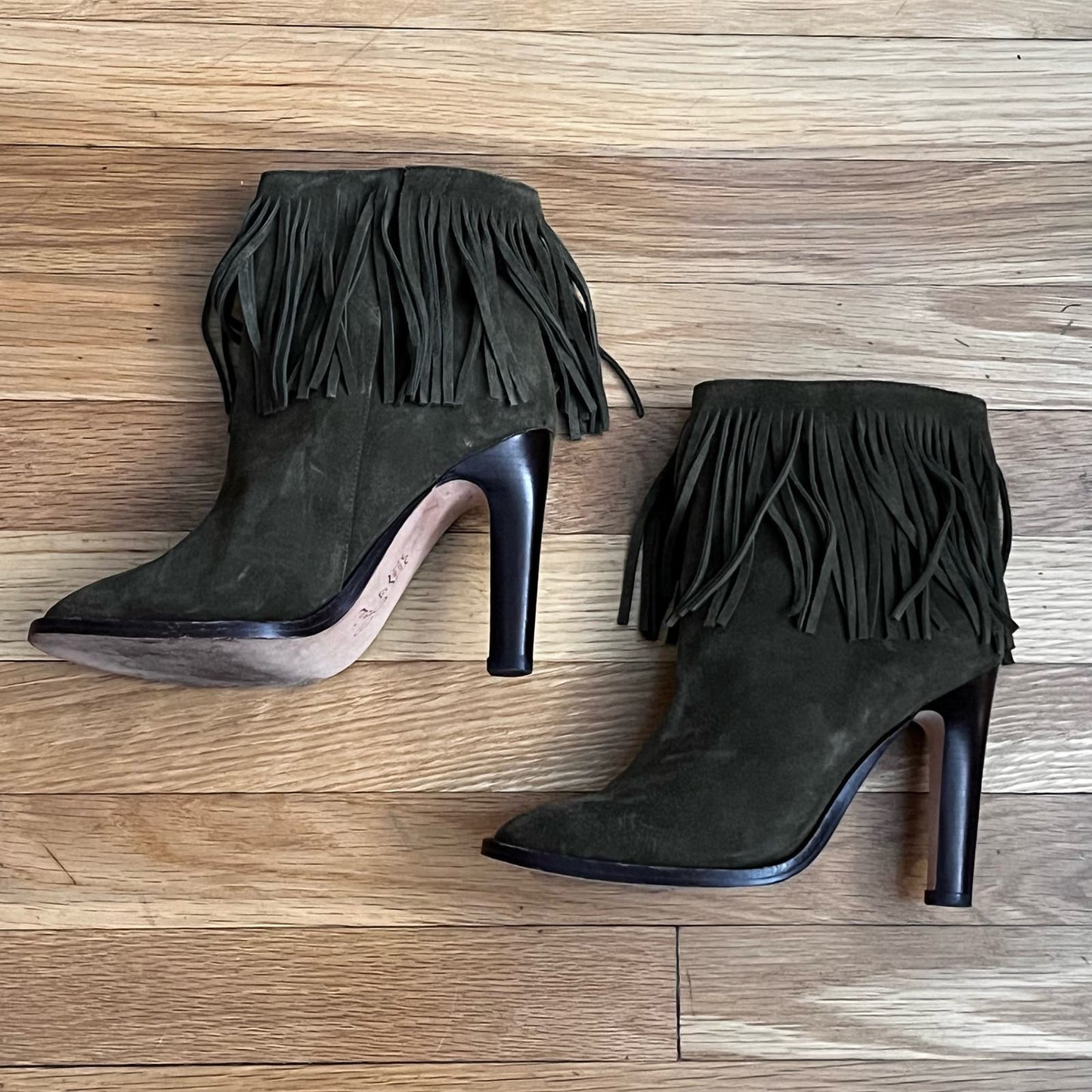 Joie Suede Fringed Ankle Boots - Size 37