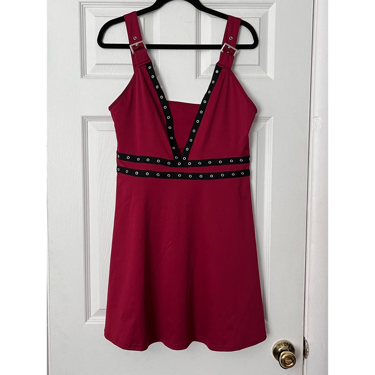 Rivet Edged Buckle-Strap Dress - Size L