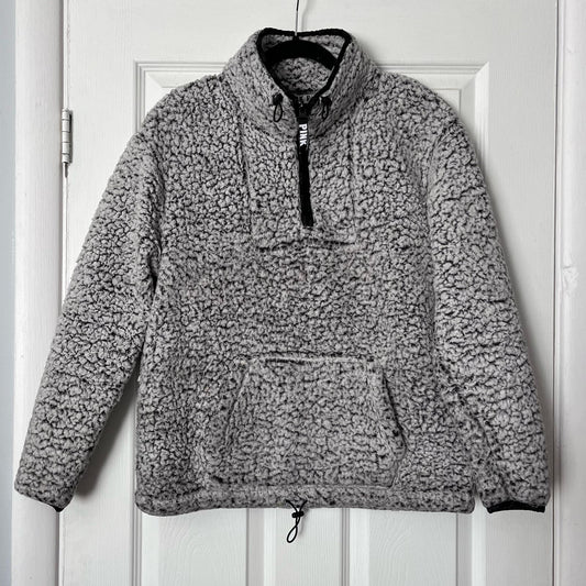 VS Pink Plush Furry Half-Zip Sweatshirt - Size S