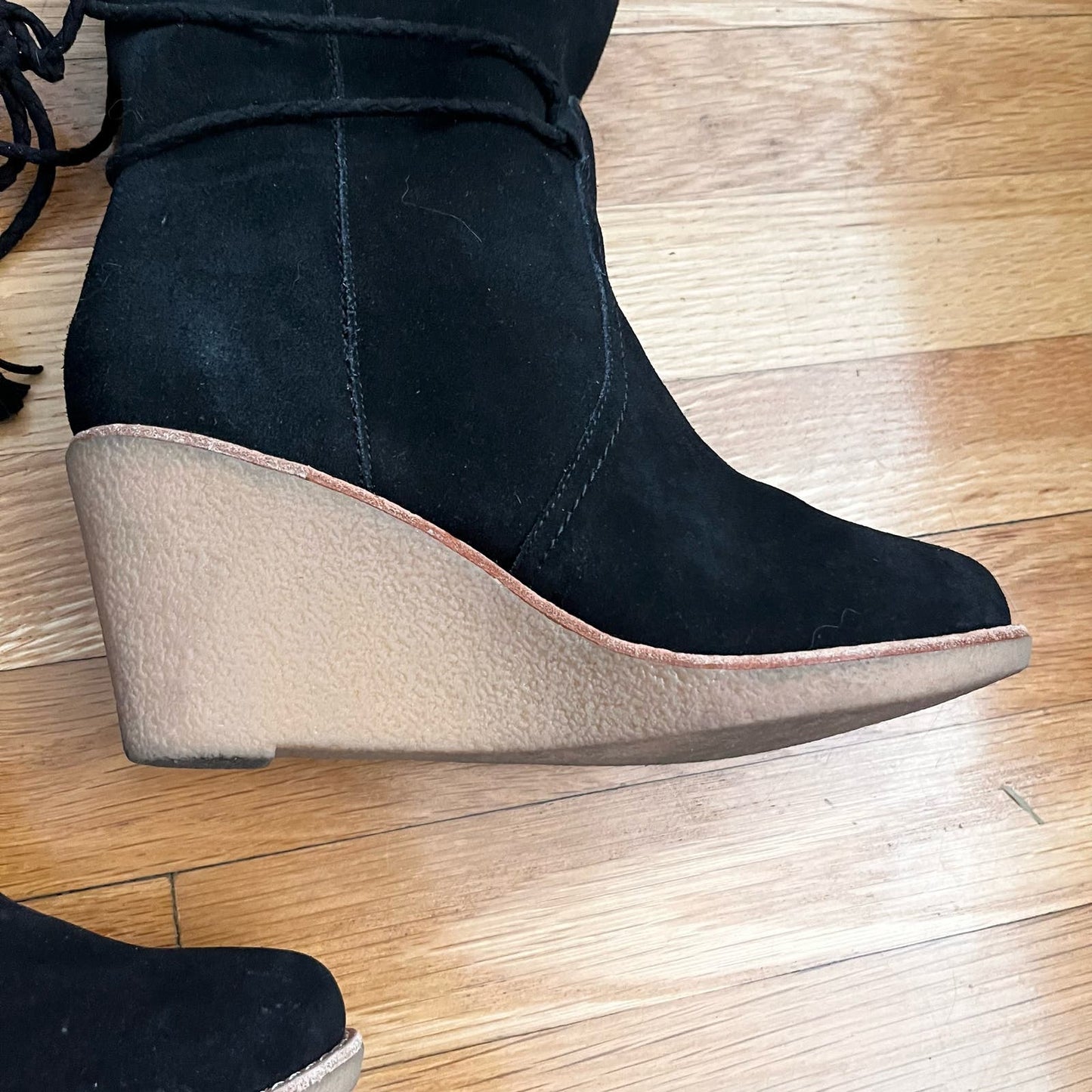 Joie Suede Sherpa-Lined Knee High Wedge Boots - Size 37 (ESTIMATED)