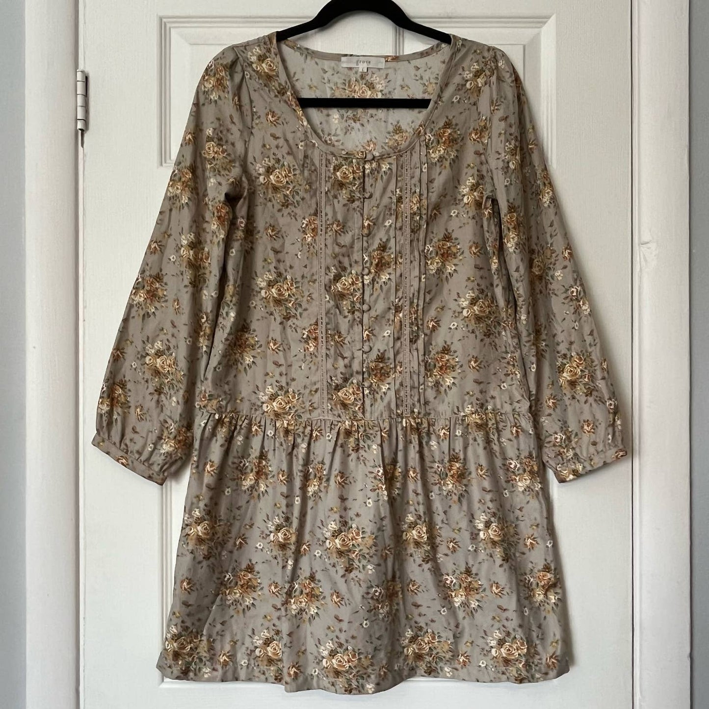 Grove Pleated Button-Front Floral Dress - Size L