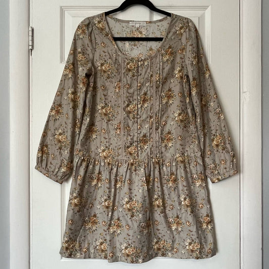 Grove Pleated Button-Front Floral Dress - Size L