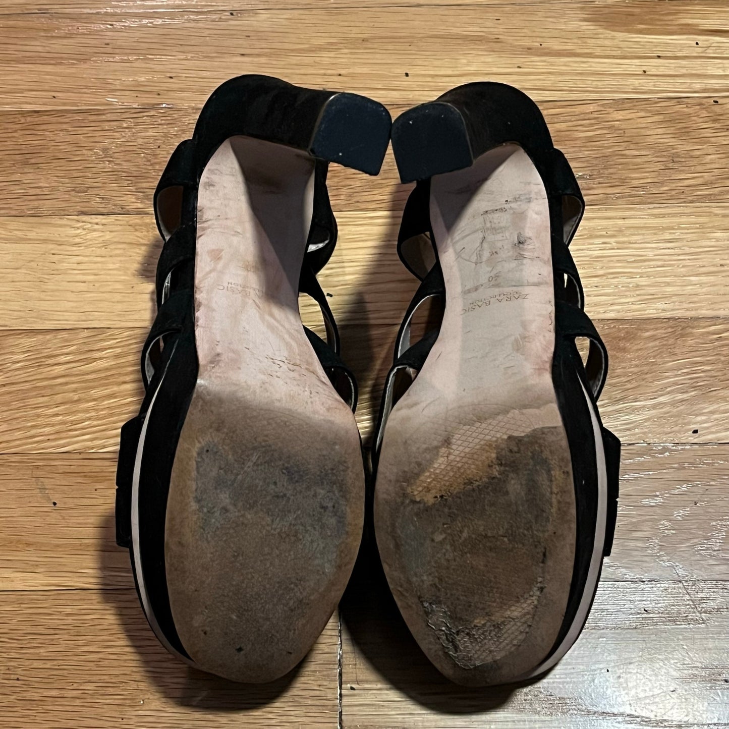 Zara Basic Ankle Strap Block Heels - Size 40
