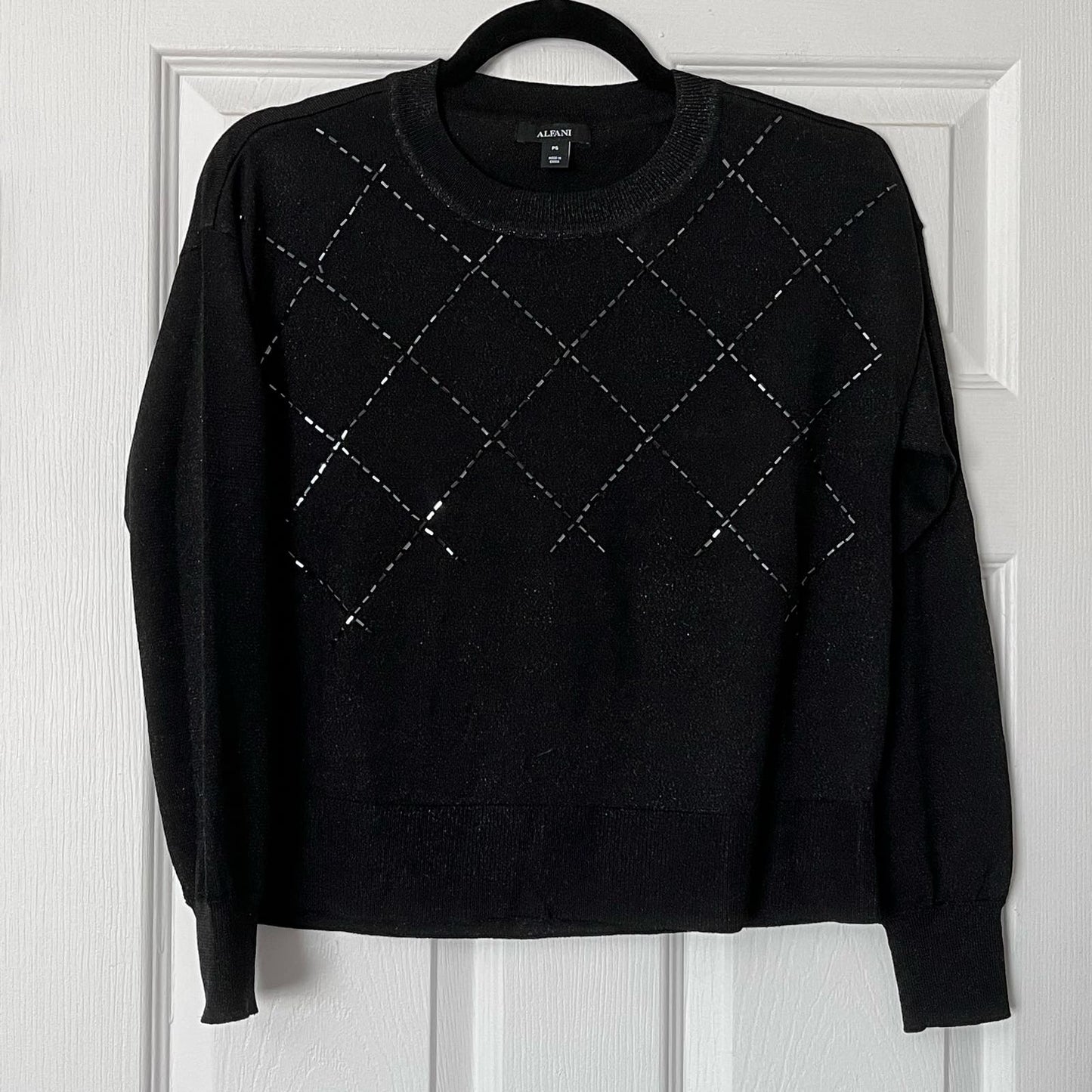 Alfani Beaded Metallic Sweater - Size PS