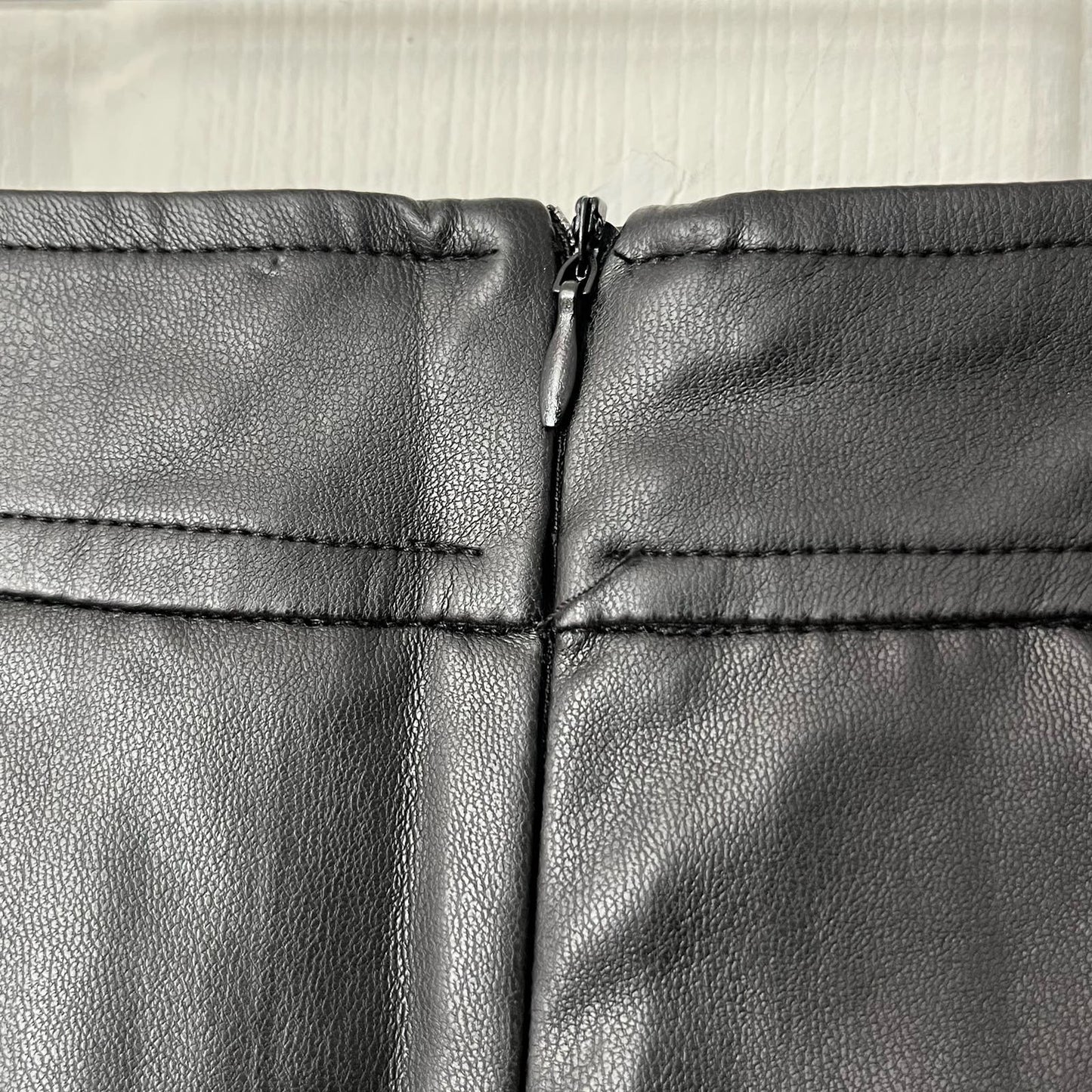 Very J Zippered Side Slit Faux Leather Mini Skirt - Size S
