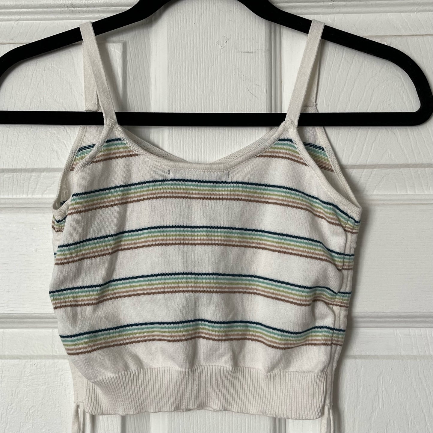 Social Scene Rainbow Striped Knit Crop Top - Size S