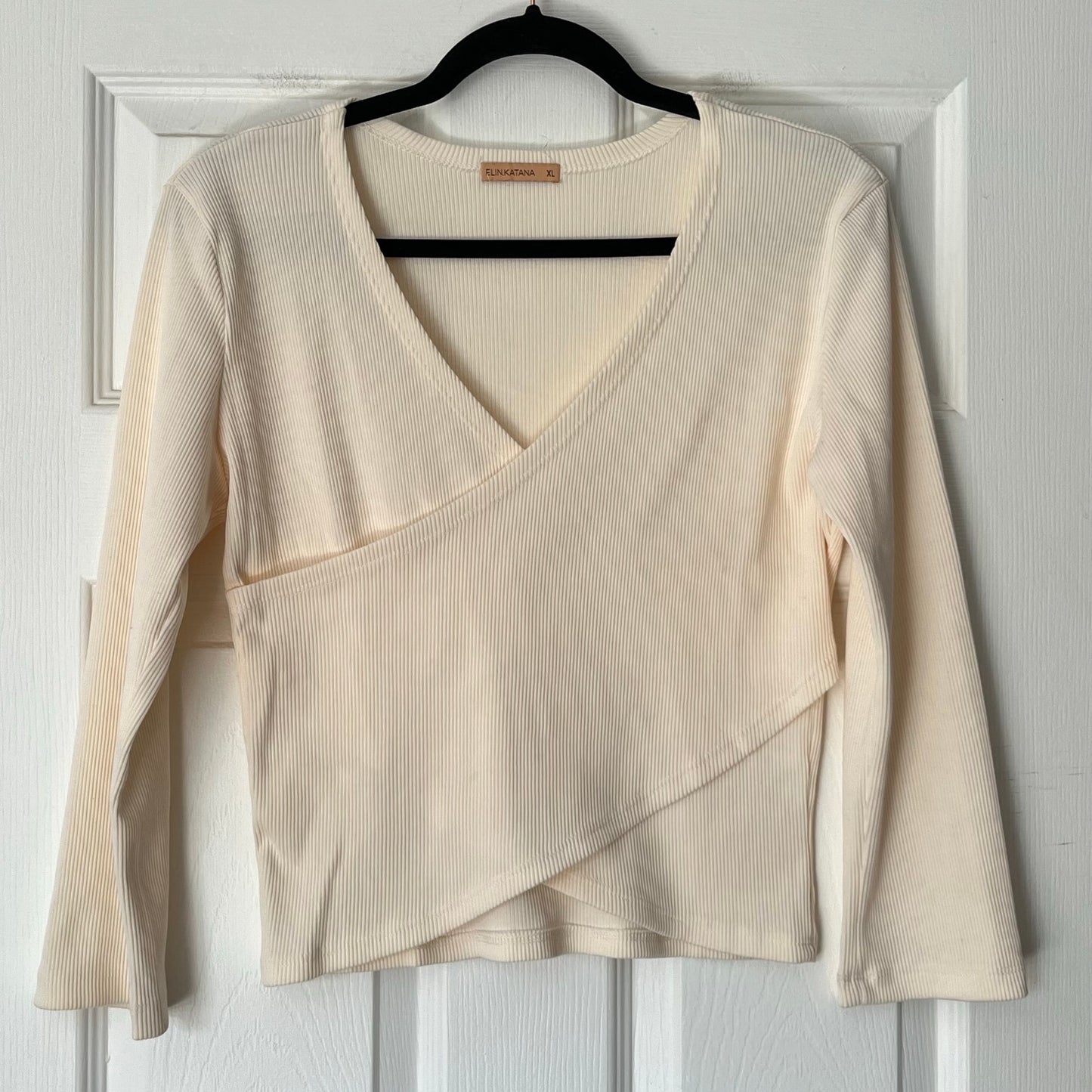 Elin Katana Ribbed Wrap Top - Size XL