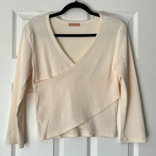 Elin Katana Ribbed Wrap Top - Size XL