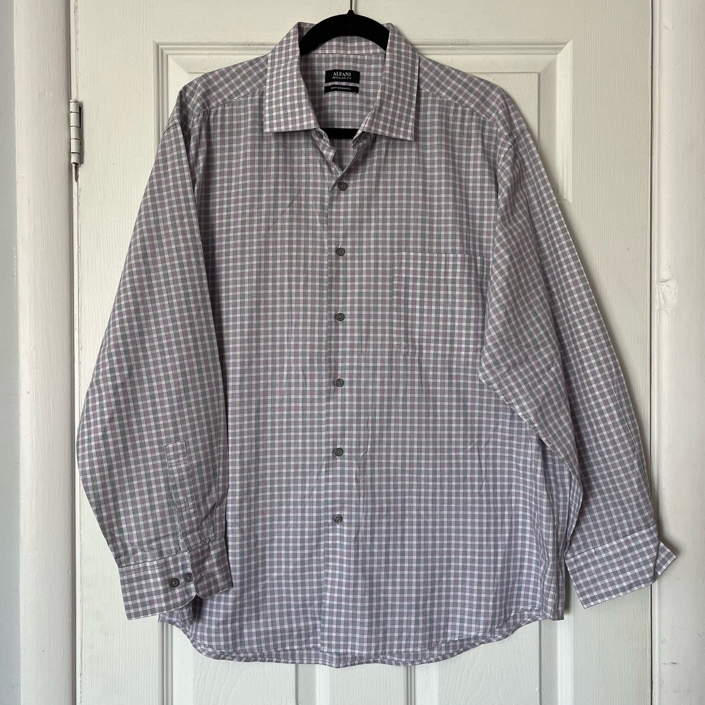 Alfani Regular Fit Performance Plaid Button-Down Shirt - Size XL (17 1/2, 34/35)
