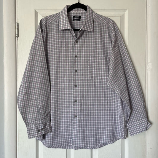 Alfani Regular Fit Performance Plaid Button-Down Shirt - Size XL (17 1/2, 34/35)