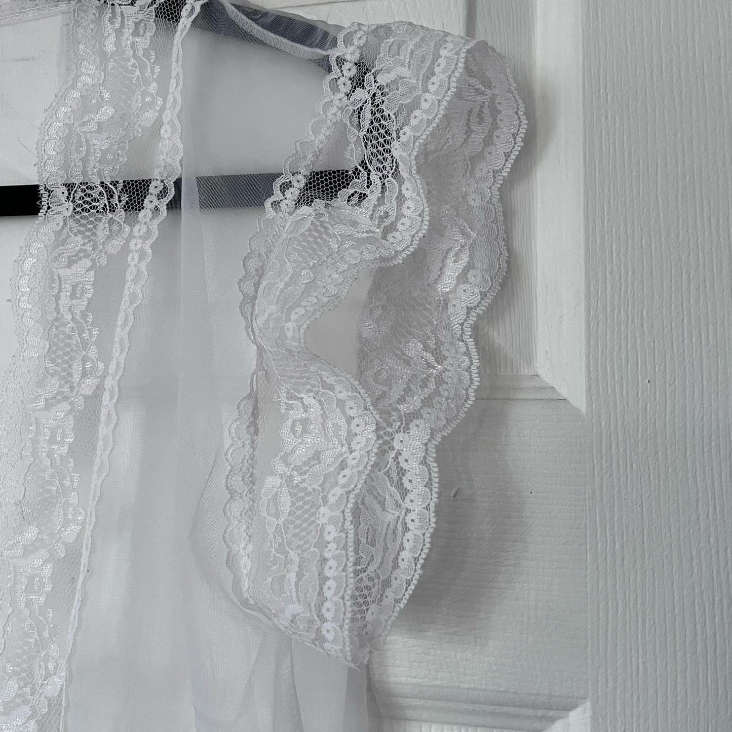 Duet Sheer Lace Trim Open-Front Top - Size M