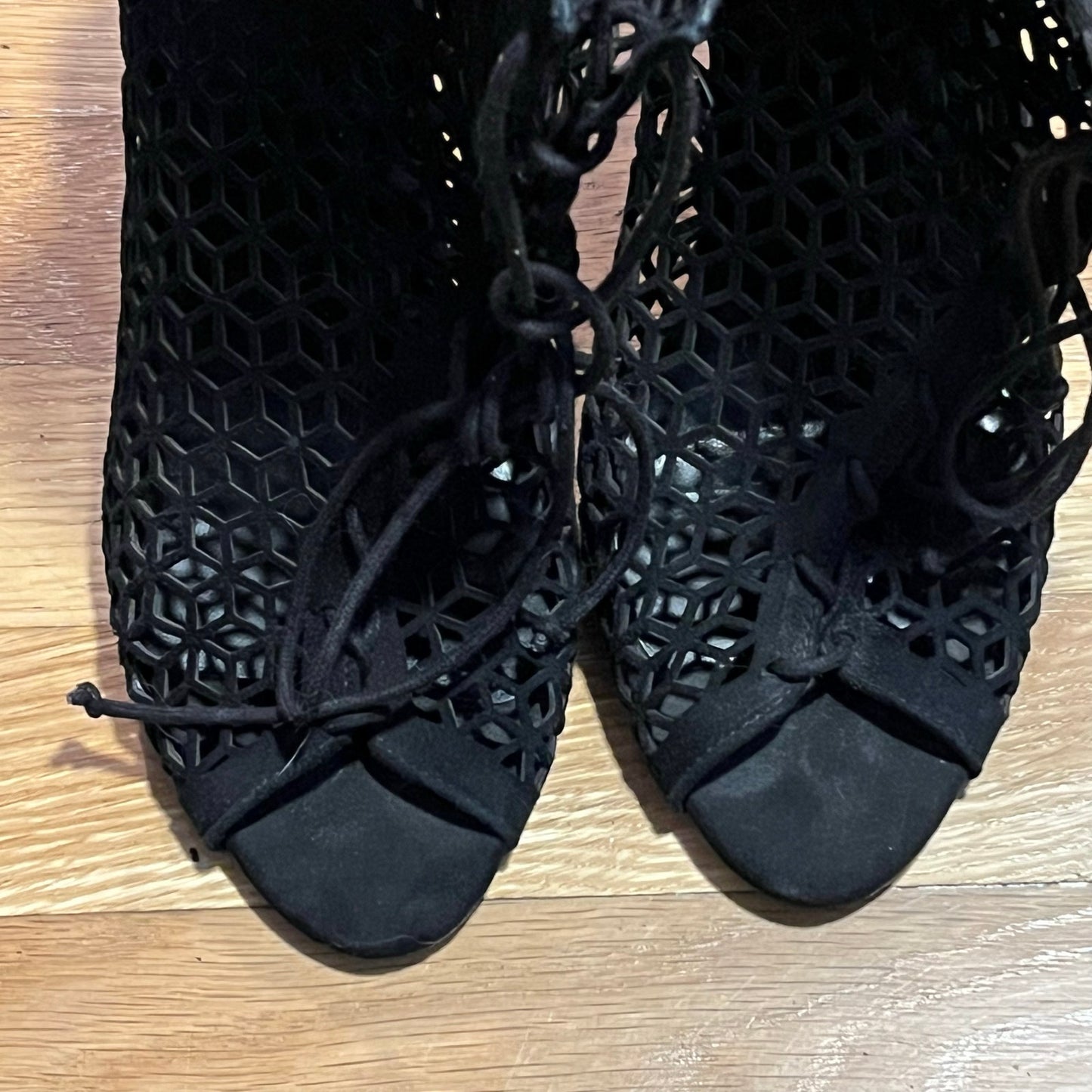 Zara Basic Laser Cut Peep-Toe Lace-Up Heels - Size 40