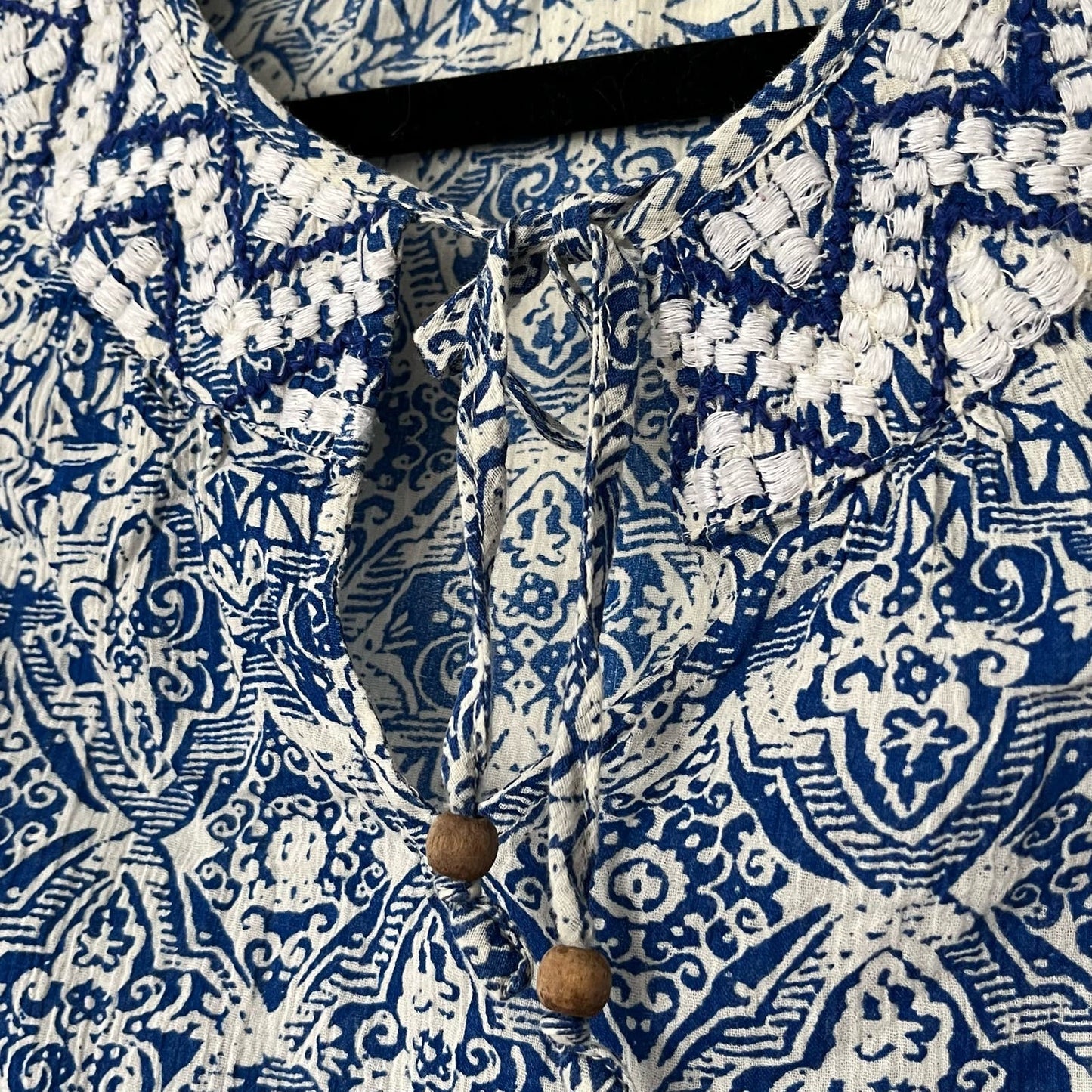 Lucky Brand Lino Print Peasant Top - Size S