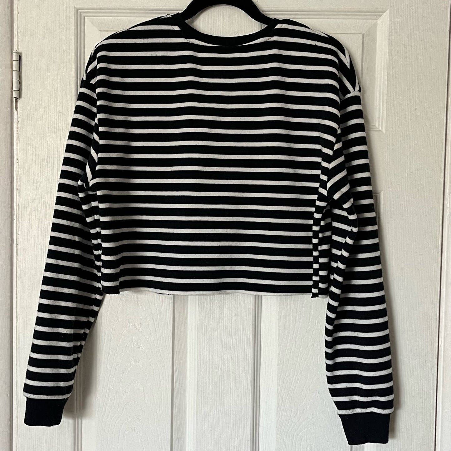 Topshop Striped Cropped 'Forever' Sweatshirt - Size 8