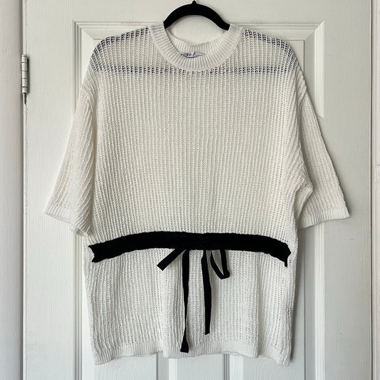 Zara Open Knit Tie-Waist Sweater - Size S