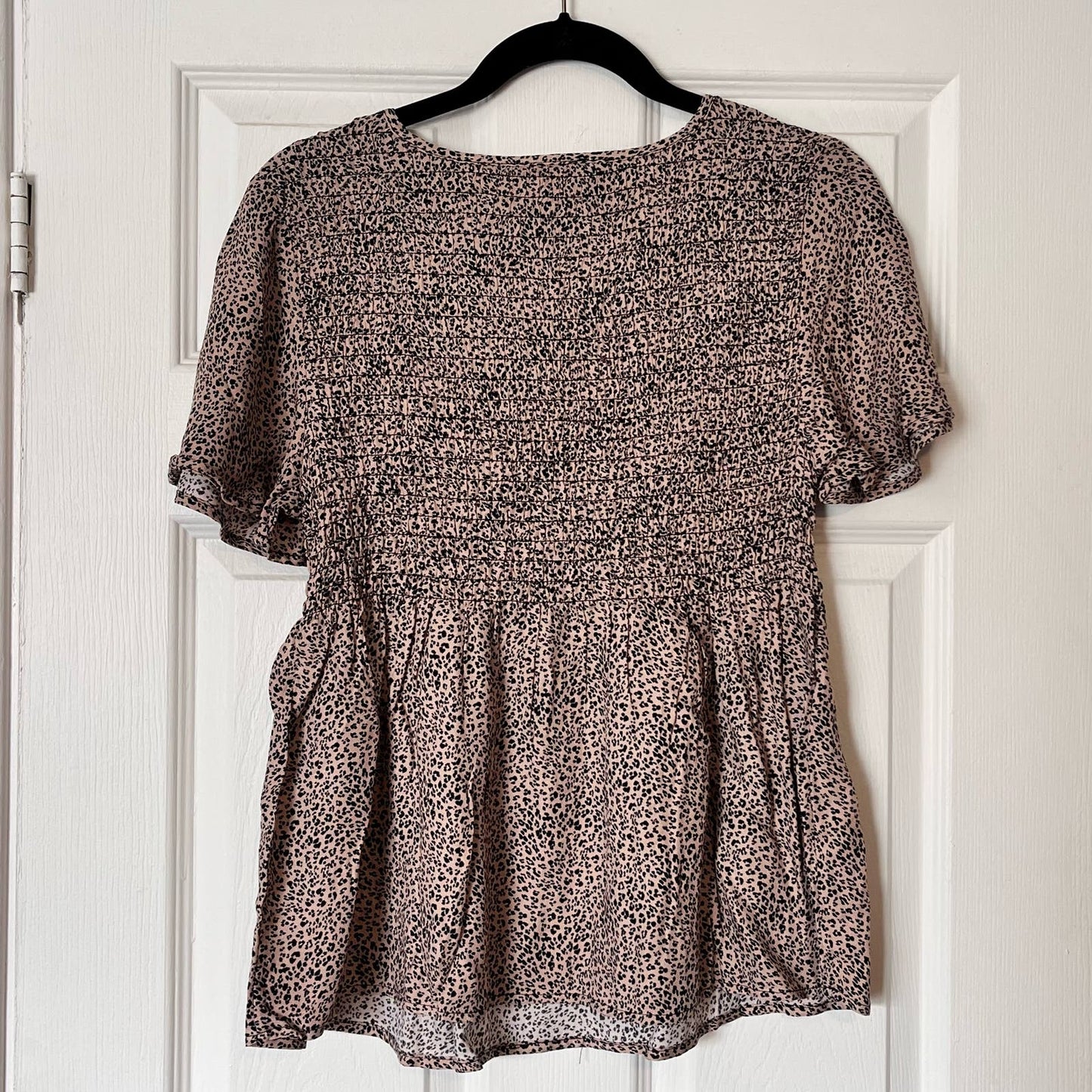 Urban Romantics Mini Leopard Print Smocked Top - Size L