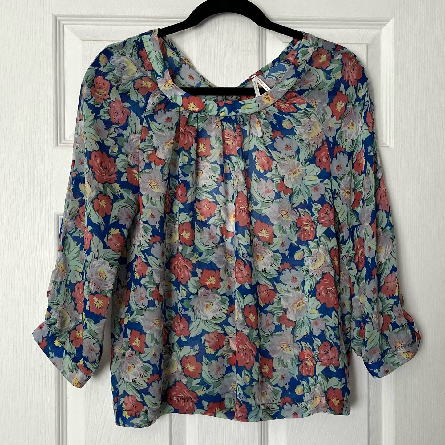 Cotton Candy Sheer Floral Top - Size L