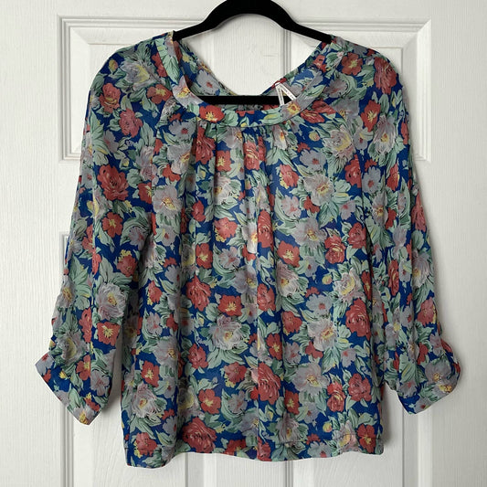 Cotton Candy Sheer Floral Top - Size L