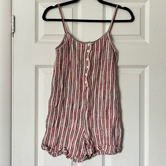 Zara Trafaluc Button-Front Striped Romper - Size S