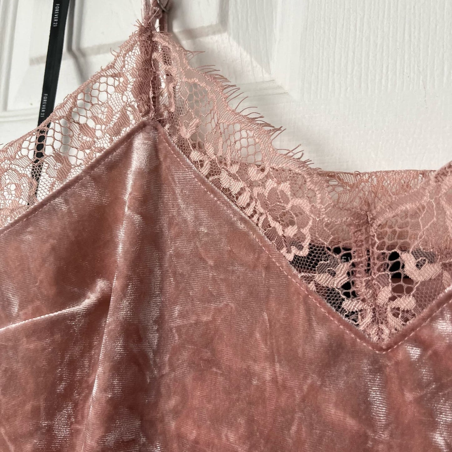 Forever 21 Lace-Trim Velveteen Cami - Size M