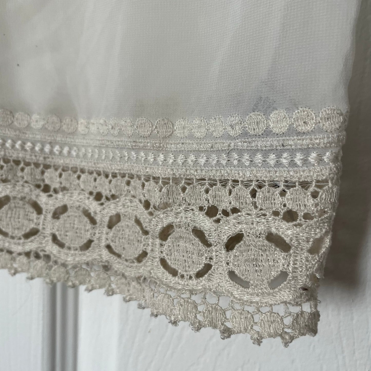 August Silk Options Lace Trim Embroidered Top - Size S