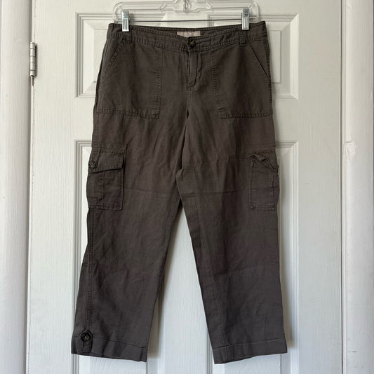 Banana Republic Martin Fit Linen-Blend Cargo Capri - Size 4