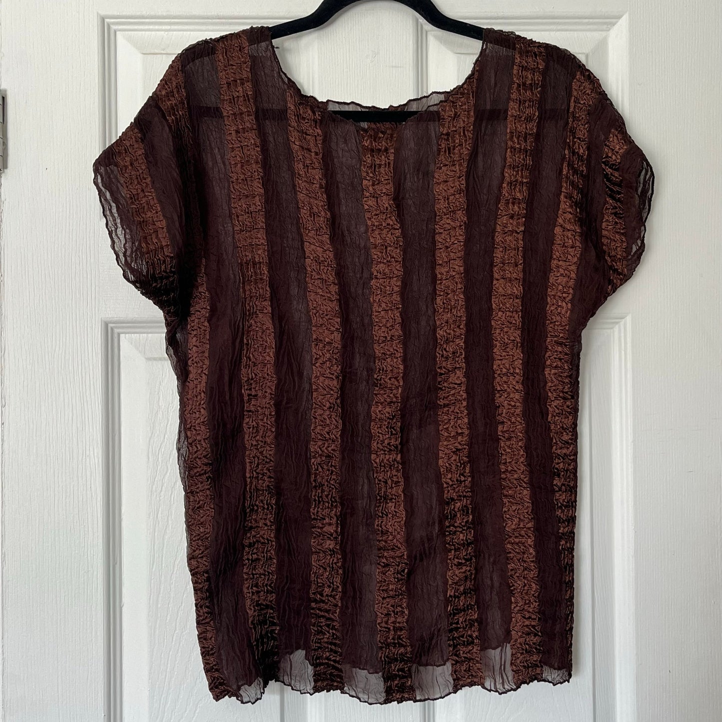 Sheer Stripe Crinkle Top - Size UNKNOWN