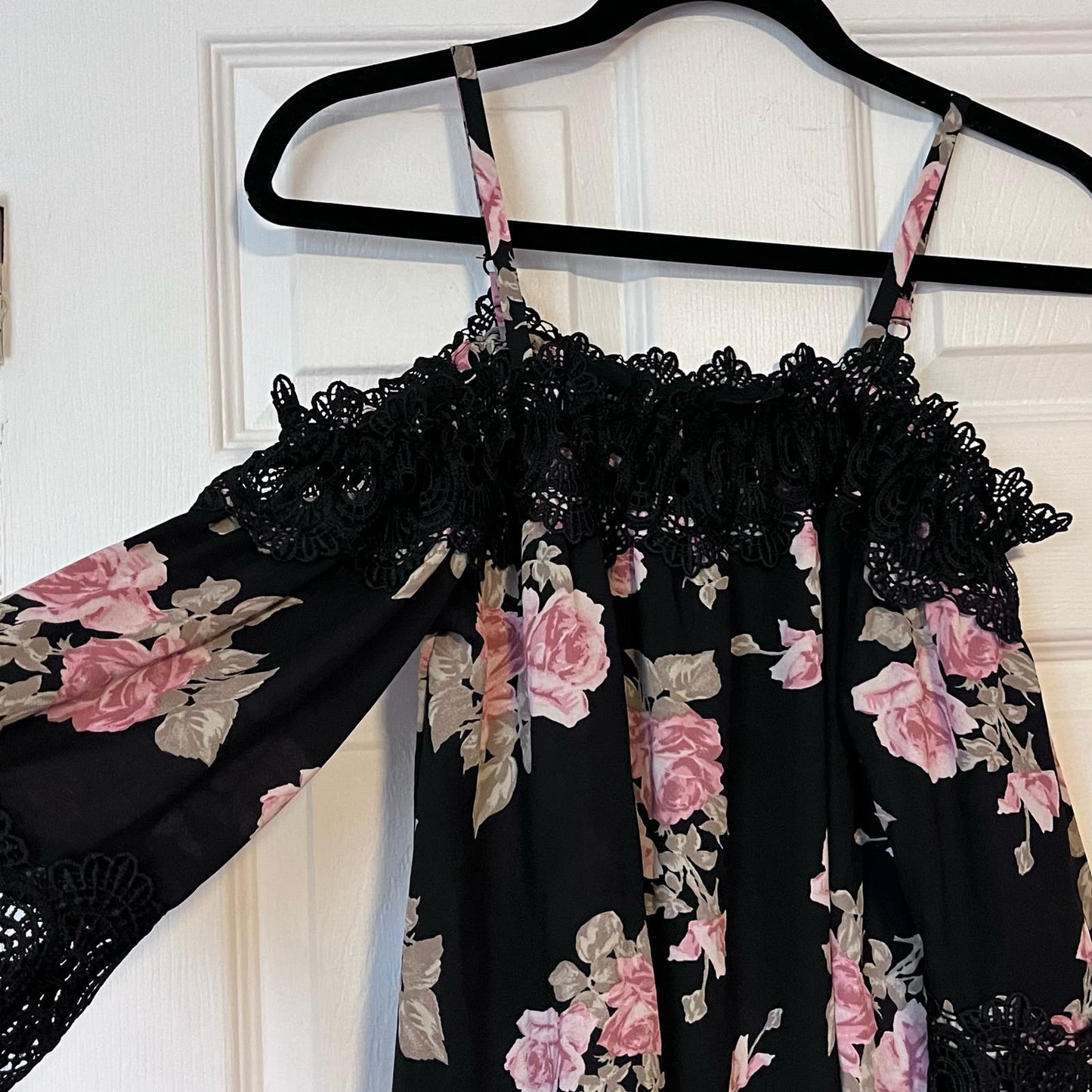 Iz Byer Lace-Trim Off Shoulder Blouse - Size S