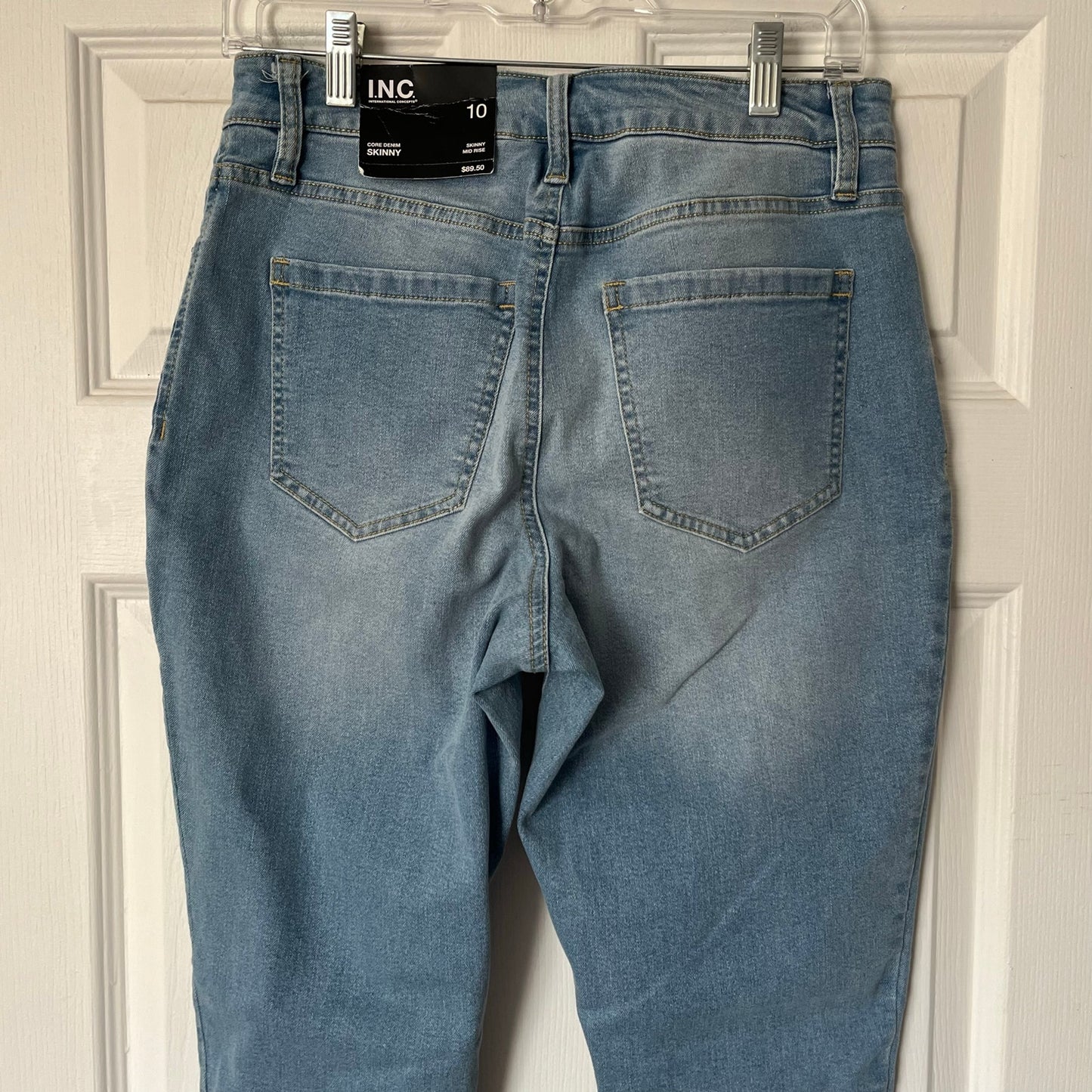 I.N.C. Denim Rhinestone Mid-Rise Skinny Jeans - Size 10