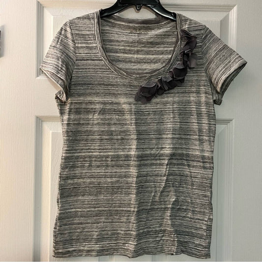 Eddie Bauer Gray Space-Dyed Mesh Embellished Tee - Size S