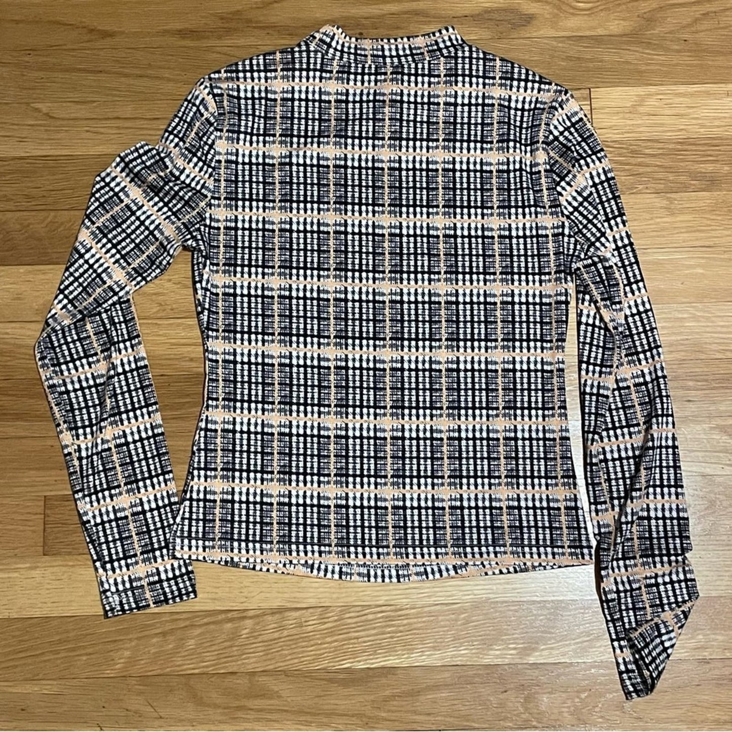 Shein Long Sleeve Plaid Print Top - Size S