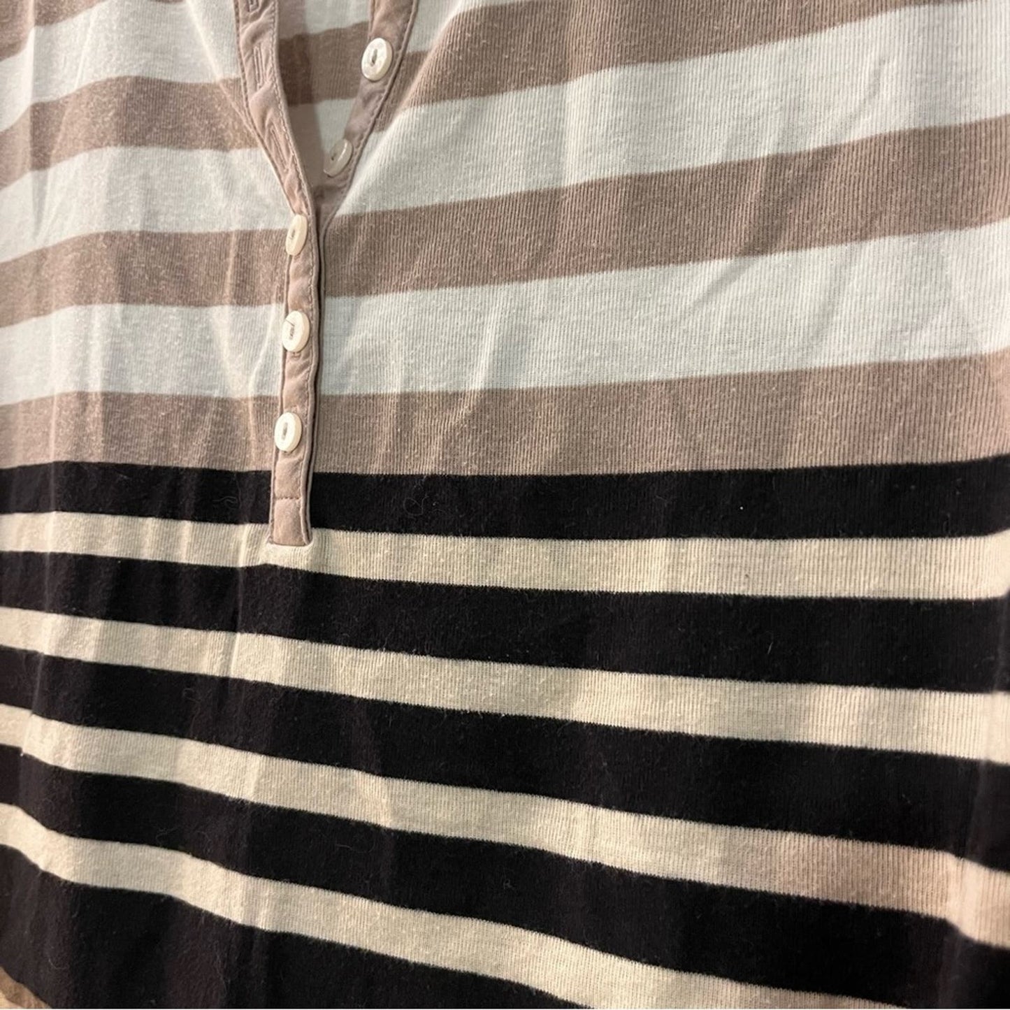 Croft & Barrow Short Sleeve Neutral Stripe Tee - Size M