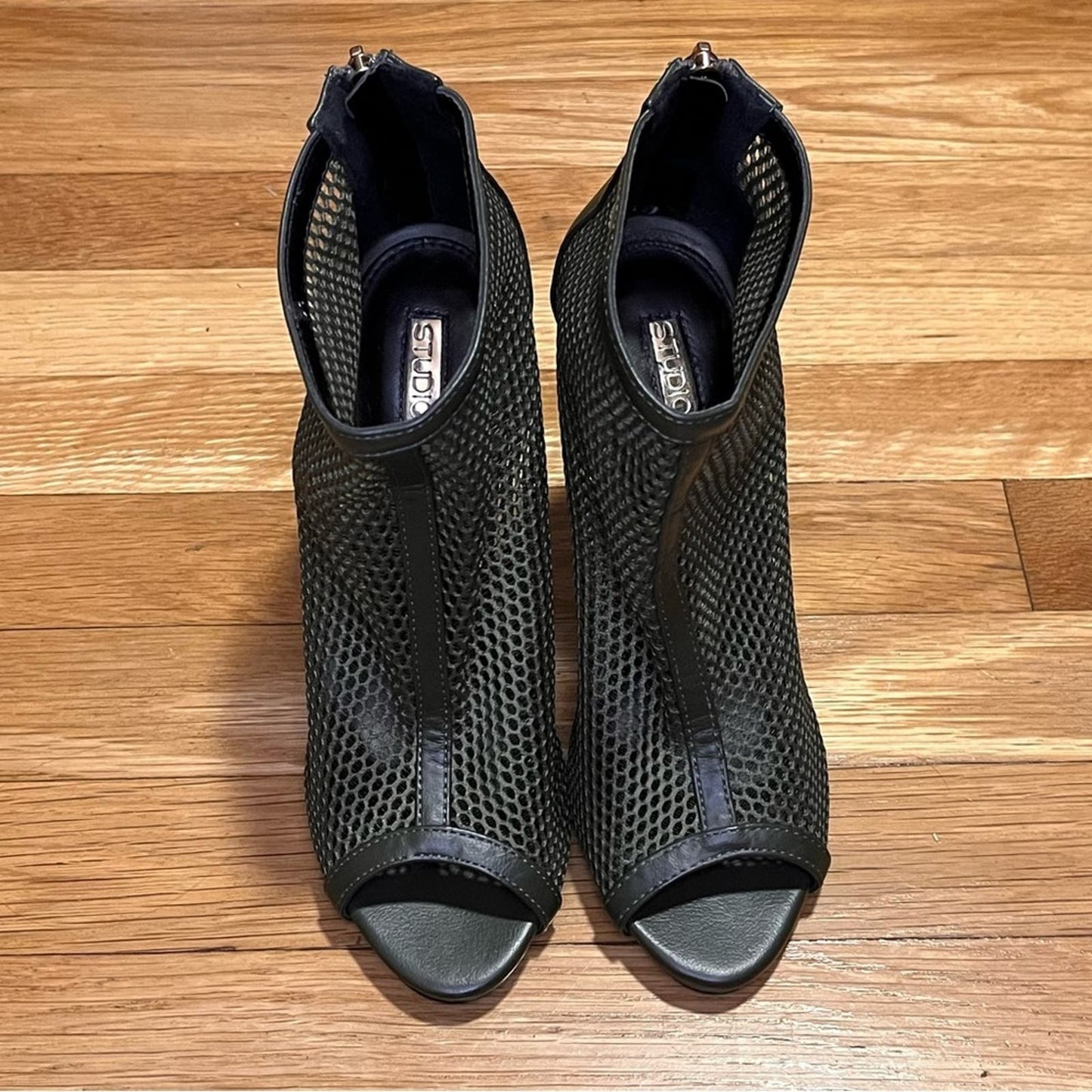 Studio F Fishnet Peep-Toe Ankle Booties - Size 37
