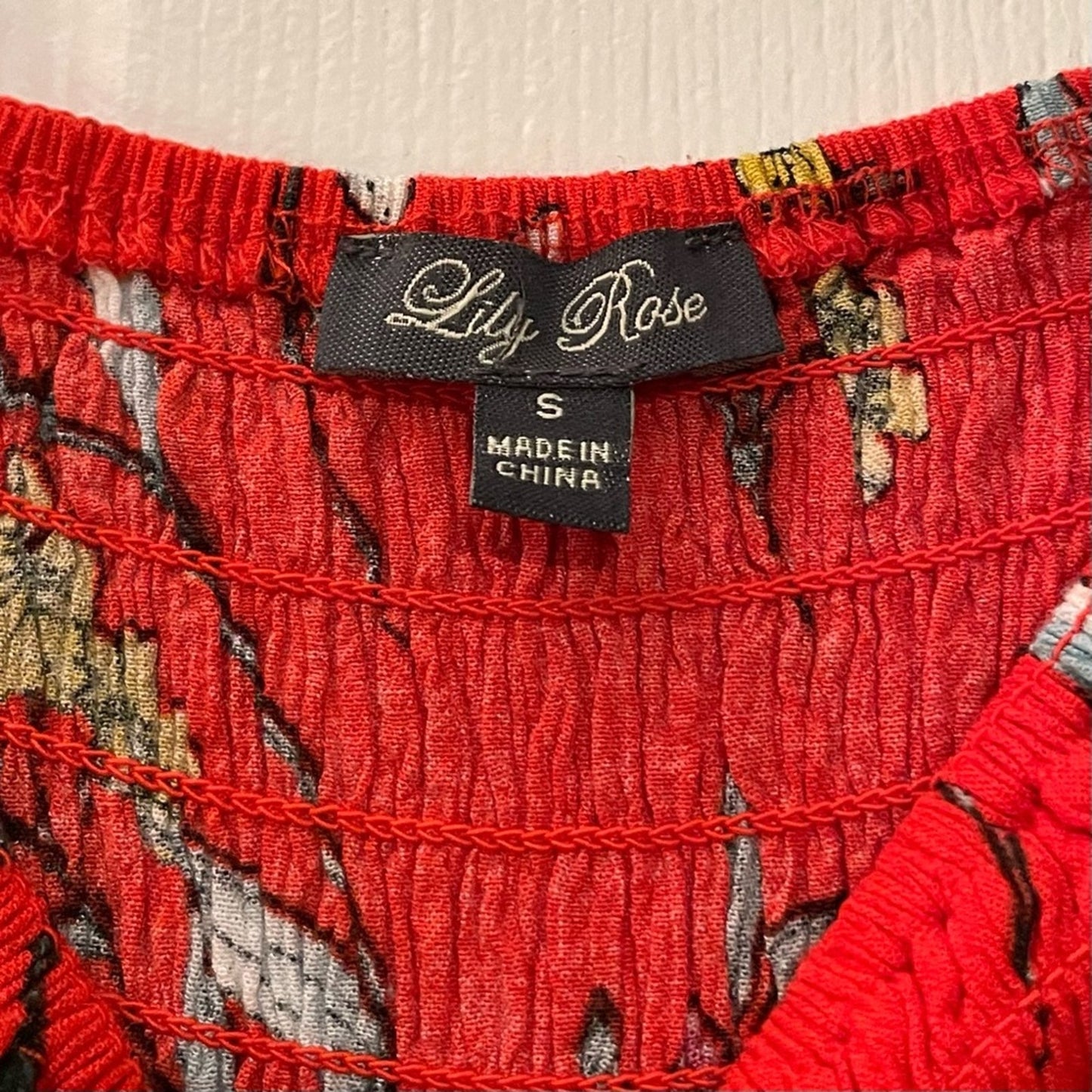 Lily Rose Red Floral Smocked Off Shoulder Romper - Size S