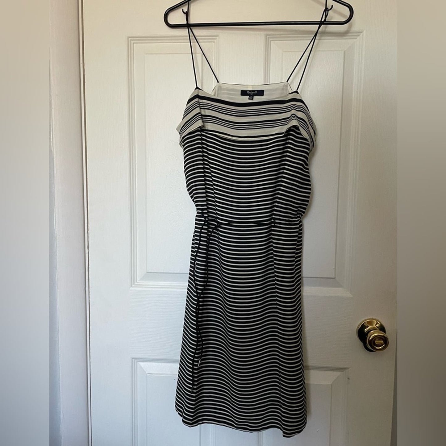 Madewell Women’s Silk Striped Drawstring Waist Dress - Size 4 NWT