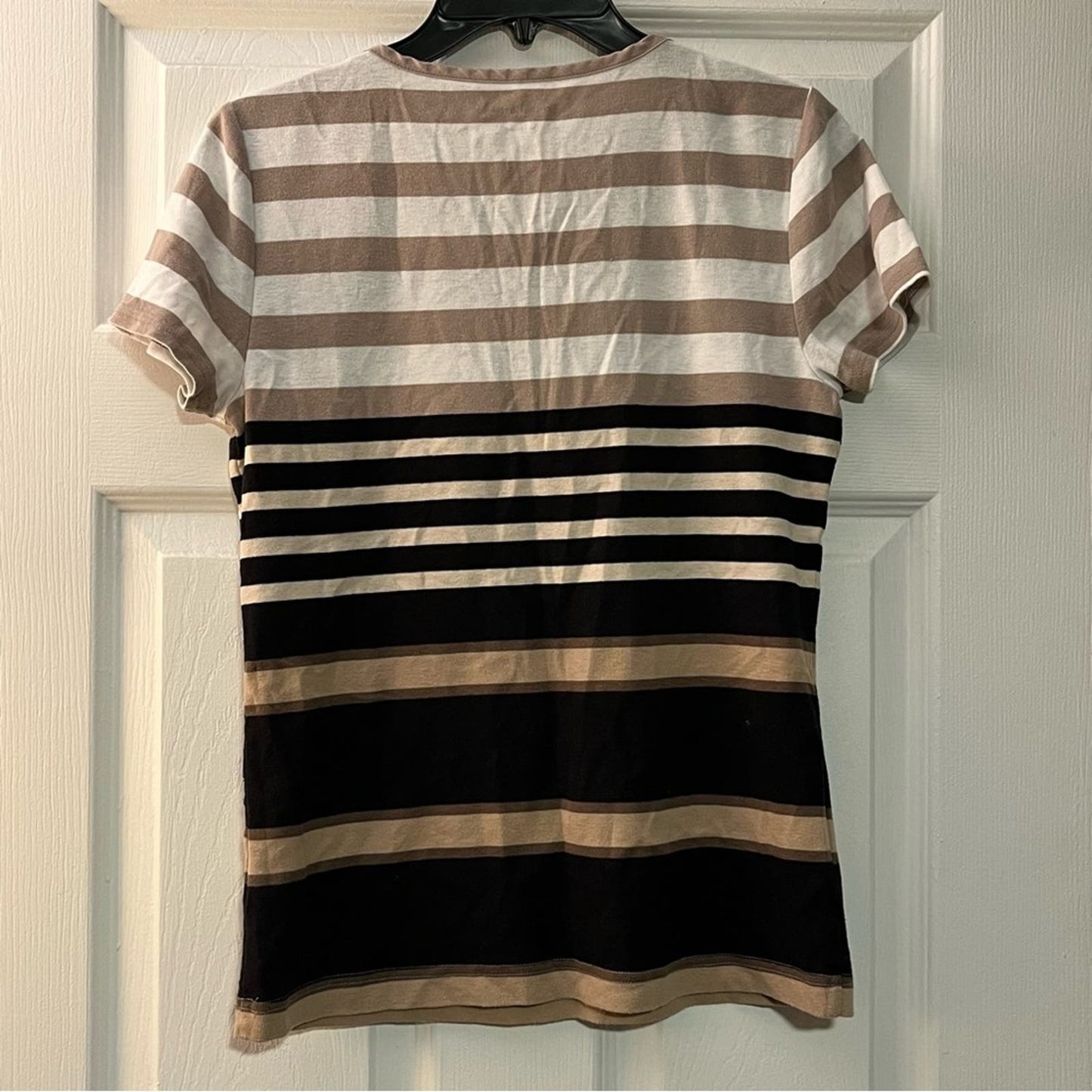 Croft & Barrow Short Sleeve Neutral Stripe Tee - Size M