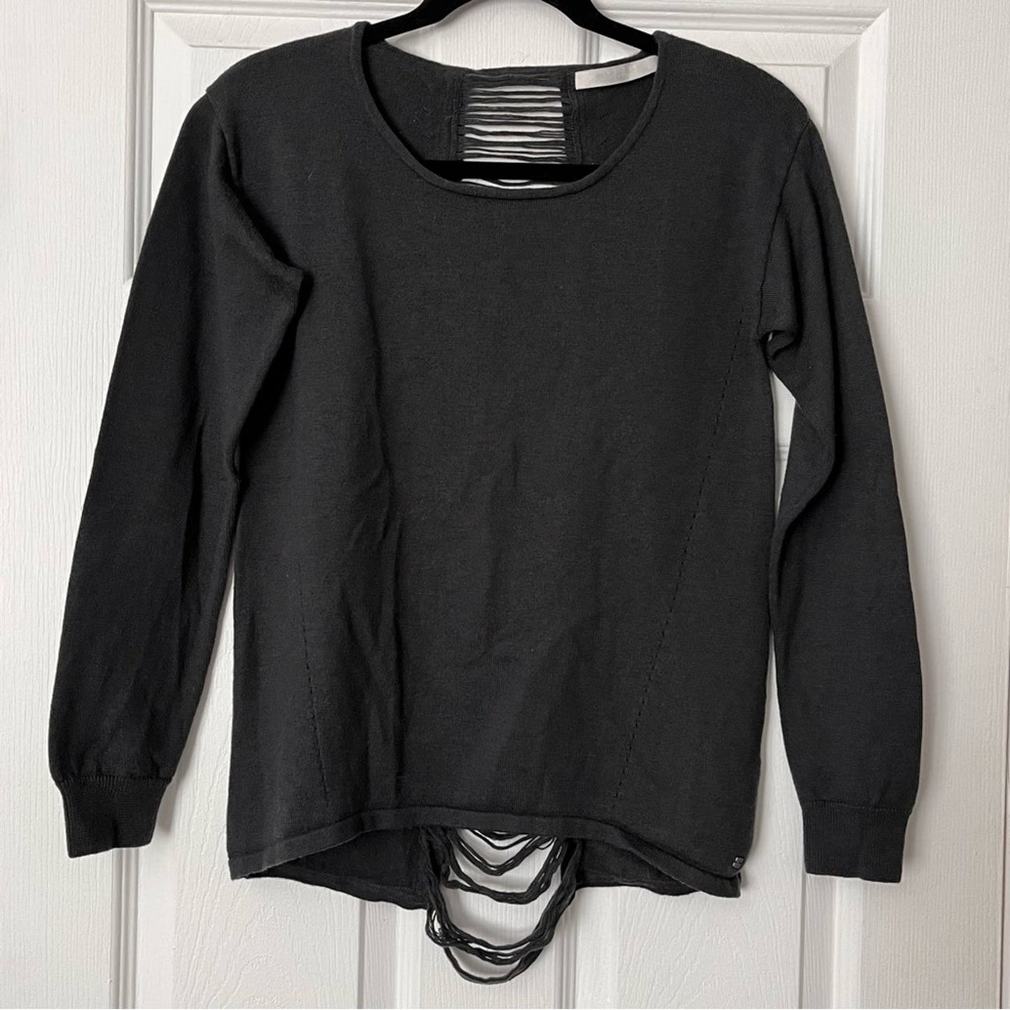 One Grey Day Shredded-Spine Sweater - Size S