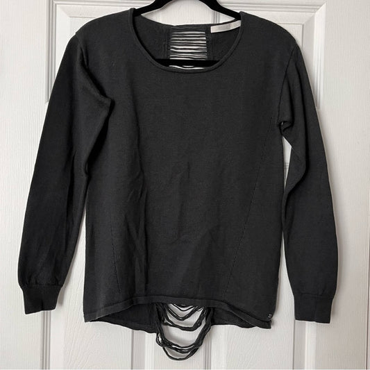 One Grey Day Shredded-Spine Sweater - Size S