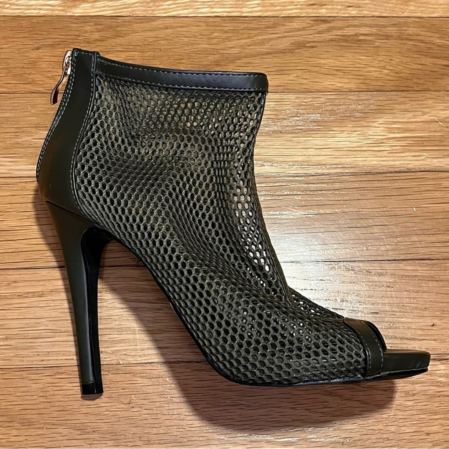 Studio F Fishnet Peep-Toe Ankle Booties - Size 37