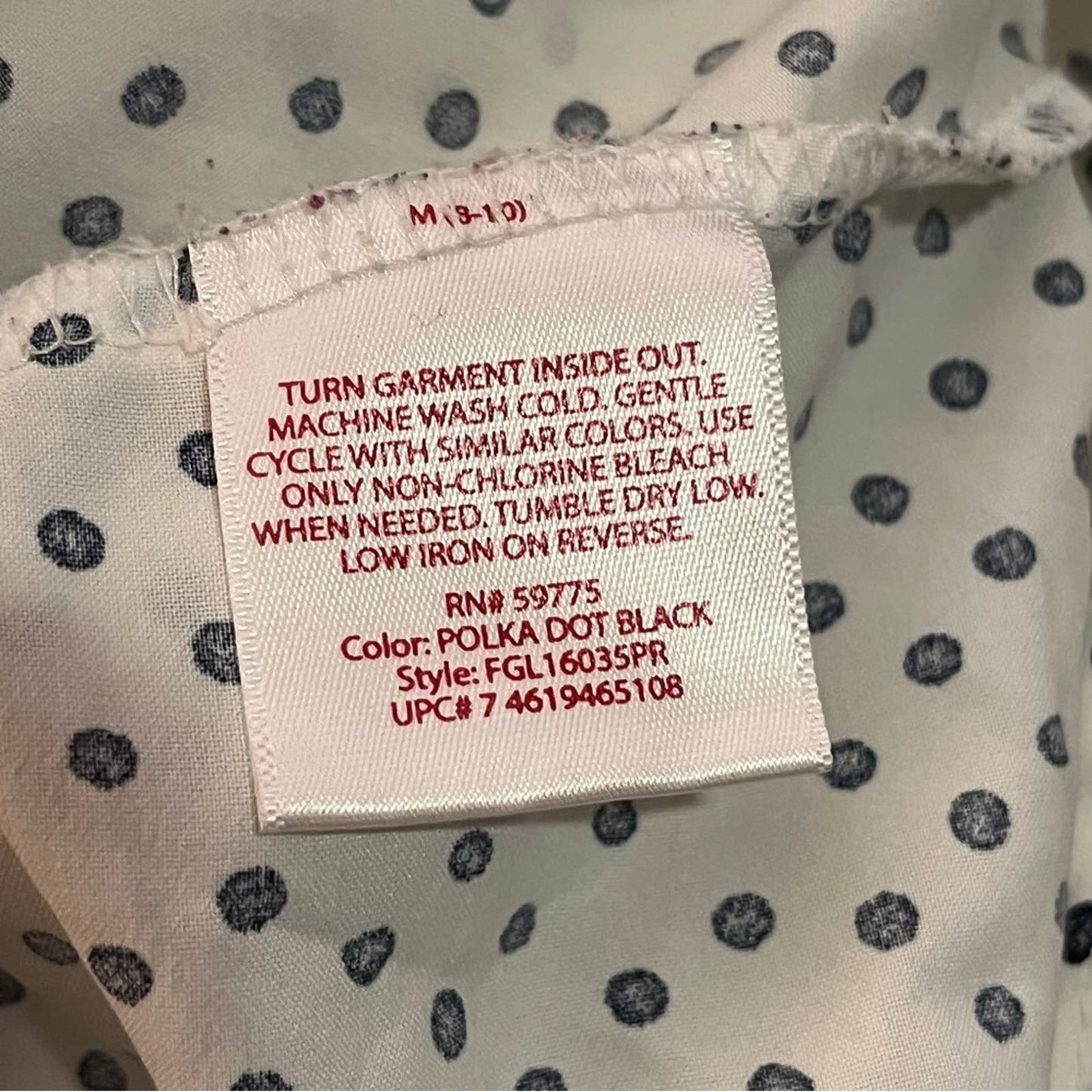 Faded Glory Polka Dot Tank Top - Size M